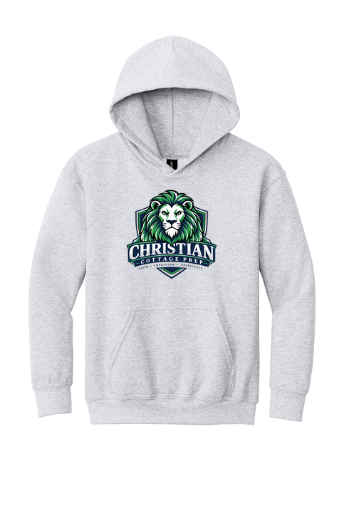 Christian Cottage Prep Youth Logo Full Chest One Sided Hooded Sweatshirt