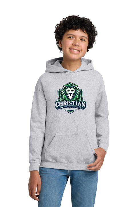 Christian Cottage Prep Youth Logo Full Chest One Sided Hooded Sweatshirt