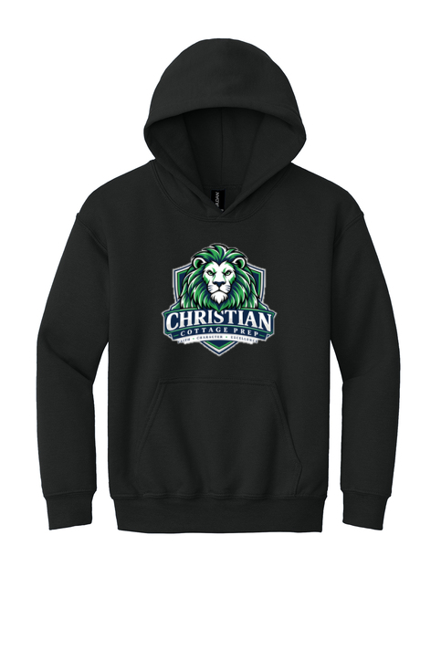 Christian Cottage Prep Youth Logo Full Chest One Sided Hooded Sweatshirt