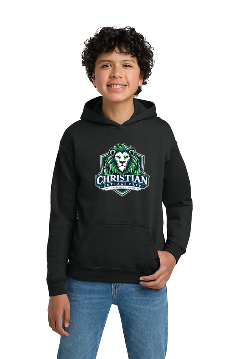 Christian Cottage Prep Youth Logo Full Chest One Sided Hooded Sweatshirt