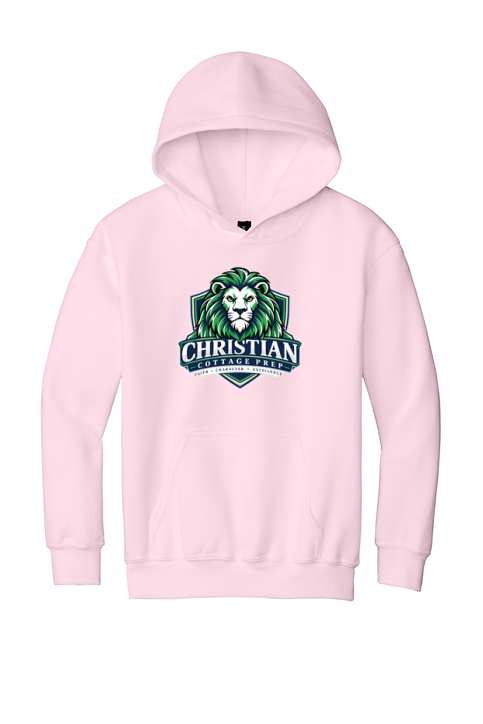 Christian Cottage Prep Youth Logo Full Chest One Sided Hooded Sweatshirt
