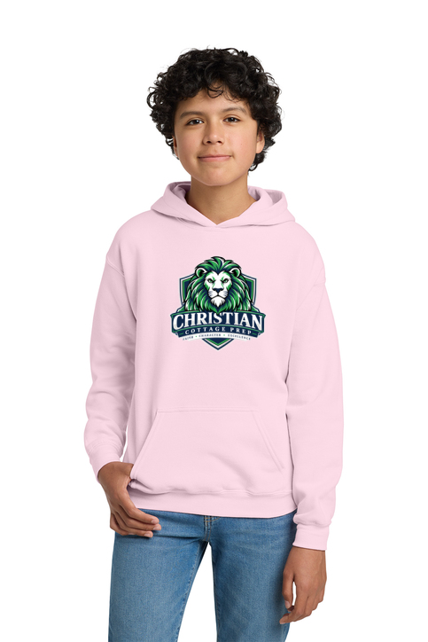 Christian Cottage Prep Youth Logo Full Chest One Sided Hooded Sweatshirt