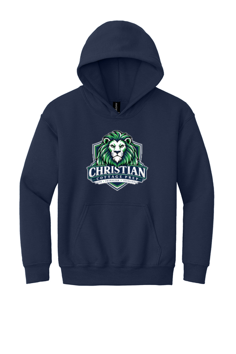 Christian Cottage Prep Youth Logo Full Chest One Sided Hooded Sweatshirt