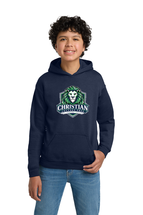 Christian Cottage Prep Youth Logo Full Chest One Sided Hooded Sweatshirt