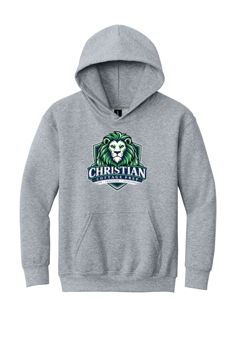 Christian Cottage Prep Youth Logo Full Chest One Sided Hooded Sweatshirt