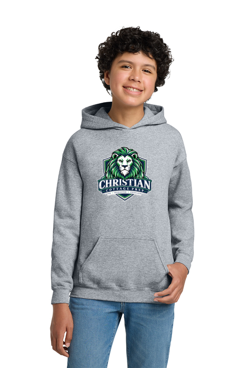 Christian Cottage Prep Youth Logo Full Chest One Sided Hooded Sweatshirt
