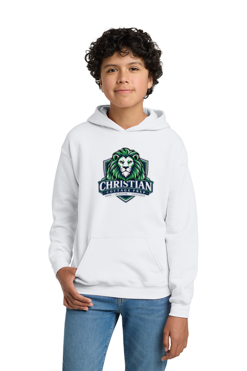 Christian Cottage Prep Youth Logo Full Chest One Sided Hooded Sweatshirt