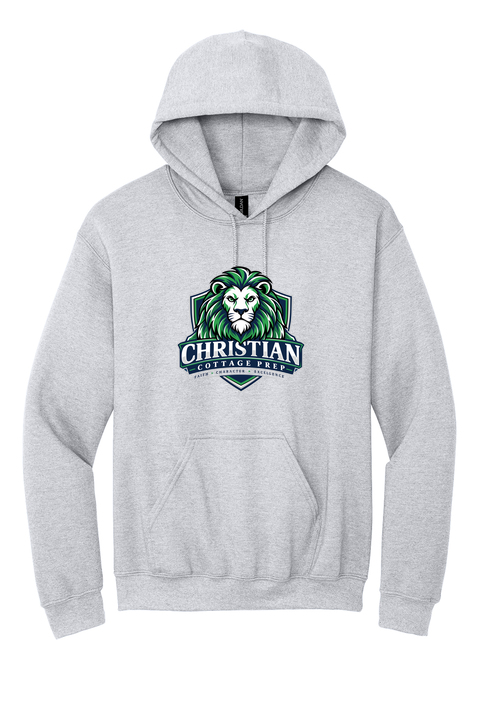 Christian Cottage Prep Logo Full Chest One Sided Hooded Sweatshirt