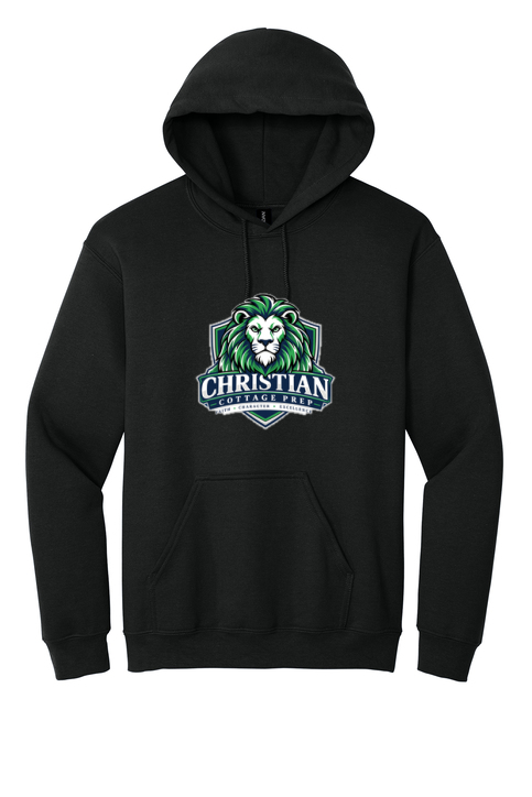Christian Cottage Prep Logo Full Chest One Sided Hooded Sweatshirt