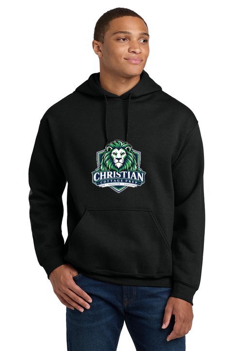 Christian Cottage Prep Logo Full Chest One Sided Hooded Sweatshirt