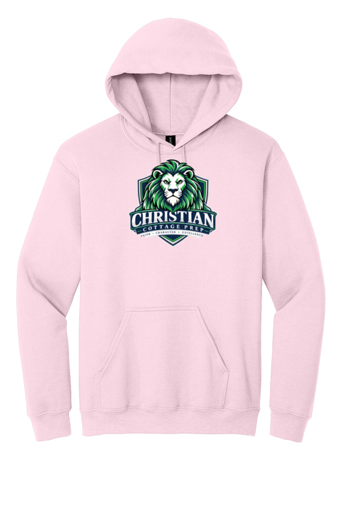 Christian Cottage Prep Logo Full Chest One Sided Hooded Sweatshirt