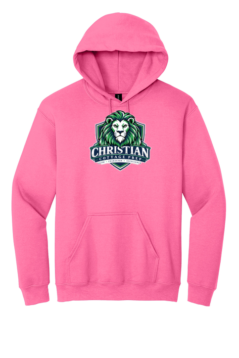 Christian Cottage Prep Logo Full Chest One Sided Hooded Sweatshirt