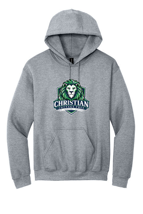 Christian Cottage Prep Logo Full Chest One Sided Hooded Sweatshirt