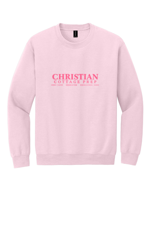 Christian Cottage Prep Pink Logo Full Chest Sweatshirt