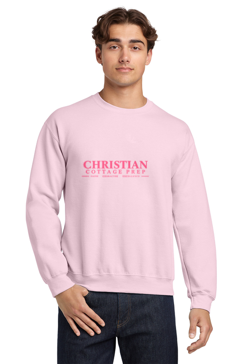 Christian Cottage Prep Pink Logo Full Chest Sweatshirt