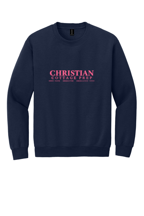 Christian Cottage Prep Pink Logo Full Chest Sweatshirt