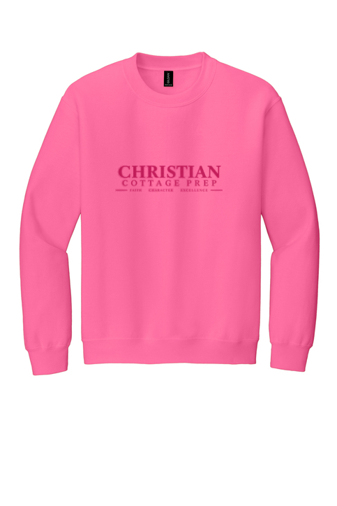 Christian Cottage Prep Pink Logo Full Chest Sweatshirt
