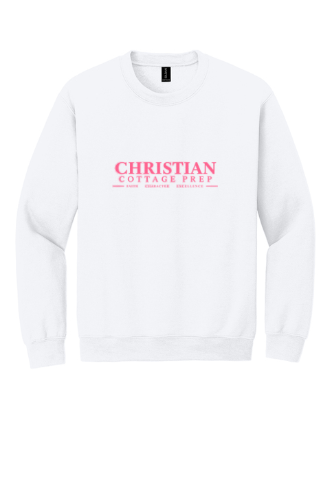 Christian Cottage Prep Pink Logo Full Chest Sweatshirt