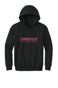 Christian Cottage Prep Youth Pink Logo Full Chest One Sided Hooded Sweatshirt