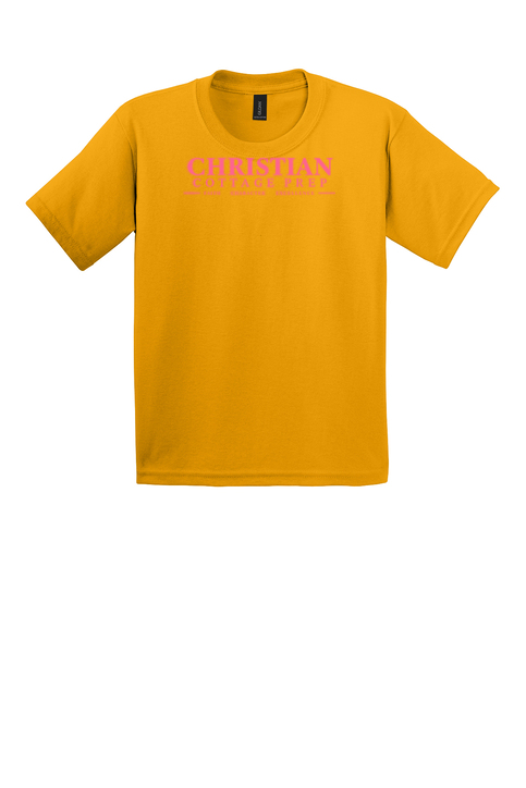 Christian Cottage Prep Youth Pink Logo Full Chest T-Shirt