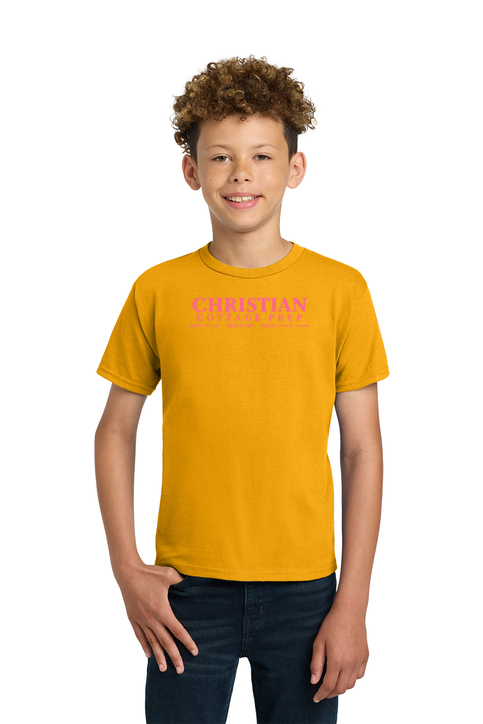 Christian Cottage Prep Youth Pink Logo Full Chest T-Shirt