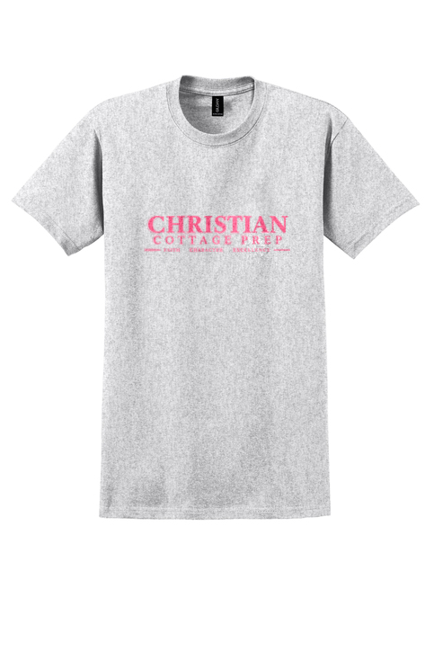 Christian Cottage Prep Pink Logo Full Chest T-Shirt