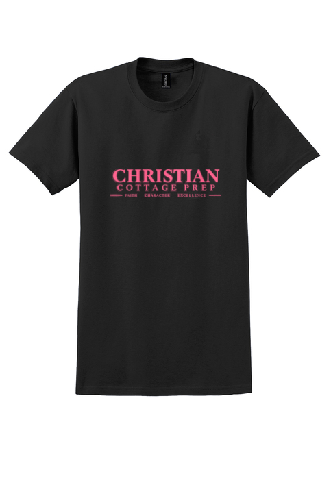 Christian Cottage Prep Pink Logo Full Chest T-Shirt