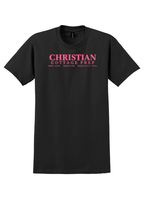 Christian Cottage Prep Pink Logo Full Chest T-Shirt