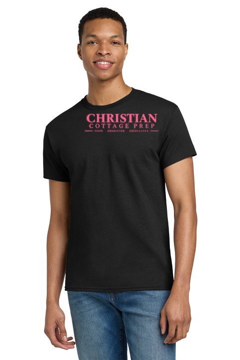 Christian Cottage Prep Pink Logo Full Chest T-Shirt