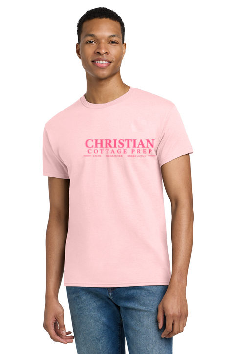 Christian Cottage Prep Pink Logo Full Chest T-Shirt