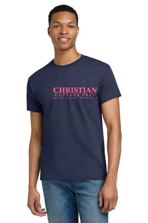 Christian Cottage Prep Pink Logo Full Chest T-Shirt