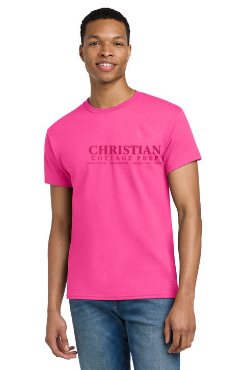 Christian Cottage Prep Pink Logo Full Chest T-Shirt