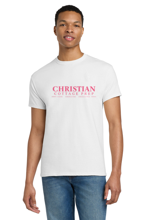 Christian Cottage Prep Pink Logo Full Chest T-Shirt