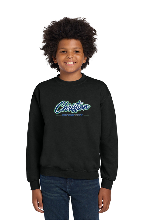 Christian Cottage Prep Youth Script Logo Full Chest Sweatshirt