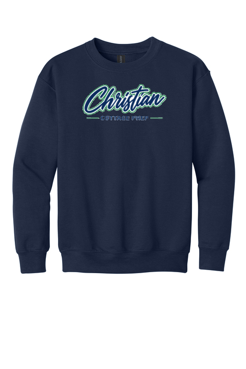 Christian Cottage Prep Youth Script Logo Full Chest Sweatshirt