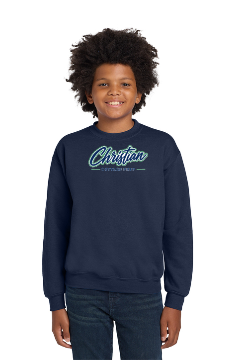Christian Cottage Prep Youth Script Logo Full Chest Sweatshirt