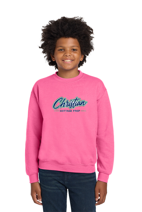 Christian Cottage Prep Youth Script Logo Full Chest Sweatshirt