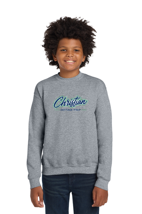 Christian Cottage Prep Youth Script Logo Full Chest Sweatshirt