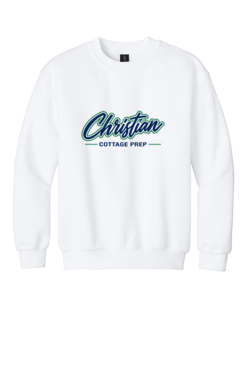 Christian Cottage Prep Youth Script Logo Full Chest Sweatshirt
