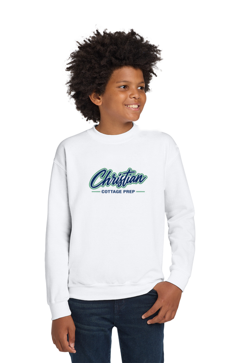 Christian Cottage Prep Youth Script Logo Full Chest Sweatshirt
