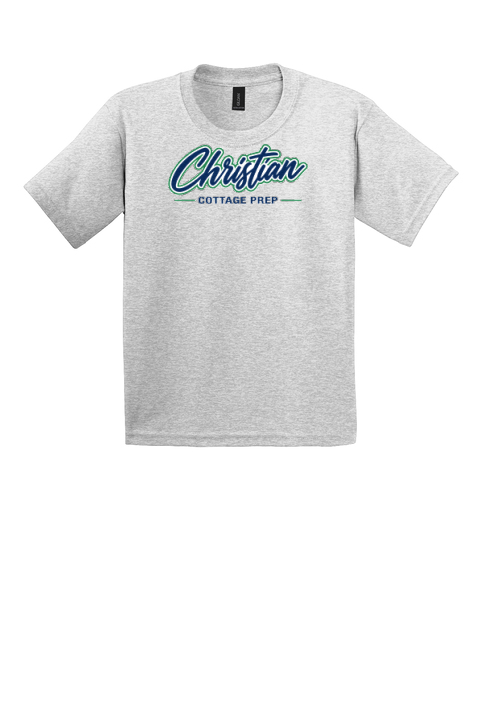 Christian Cottage Prep Youth Script Logo Full Chest T-Shirt