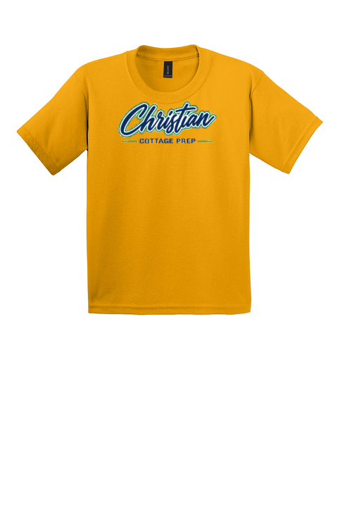 Christian Cottage Prep Youth Script Logo Full Chest T-Shirt