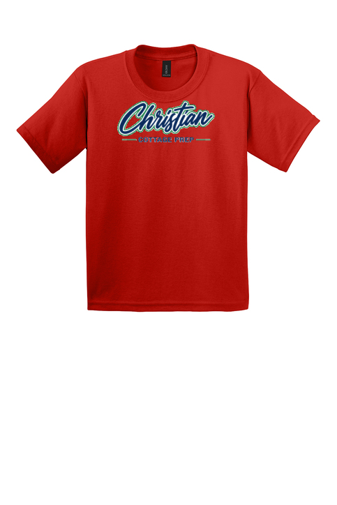 Christian Cottage Prep Youth Script Logo Full Chest T-Shirt