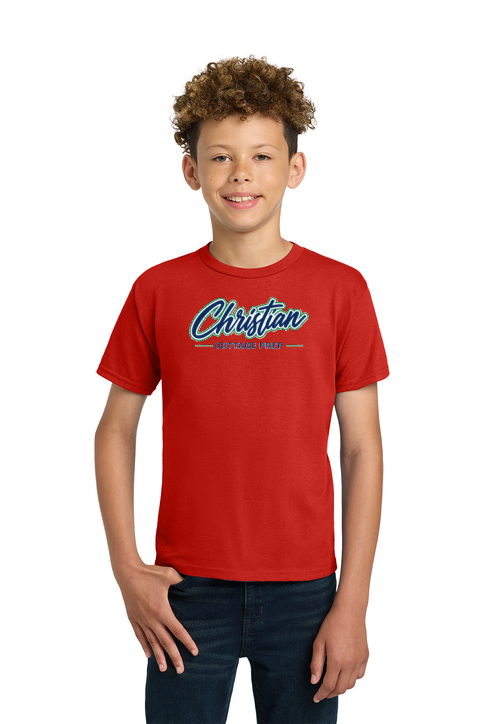 Christian Cottage Prep Youth Script Logo Full Chest T-Shirt