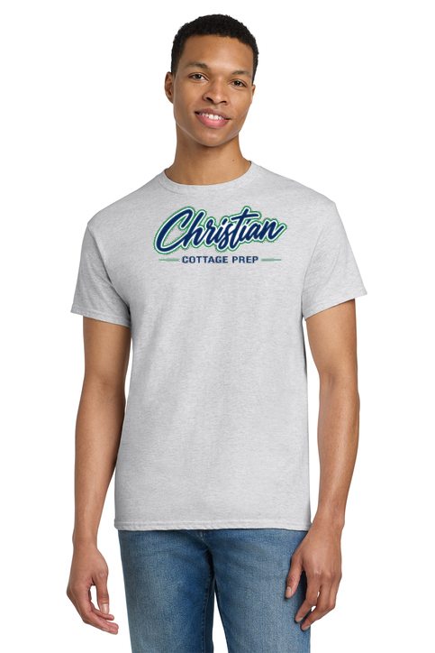 Christian Cottage Prep Script Logo Full Chest T-Shirt