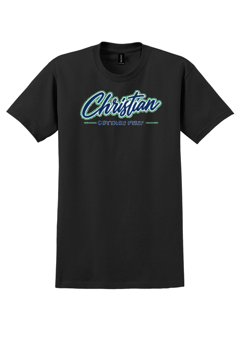 Christian Cottage Prep Script Logo Full Chest T-Shirt