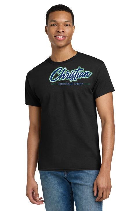 Christian Cottage Prep Script Logo Full Chest T-Shirt