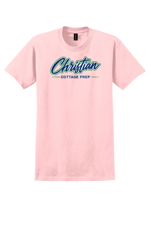 Christian Cottage Prep Script Logo Full Chest T-Shirt
