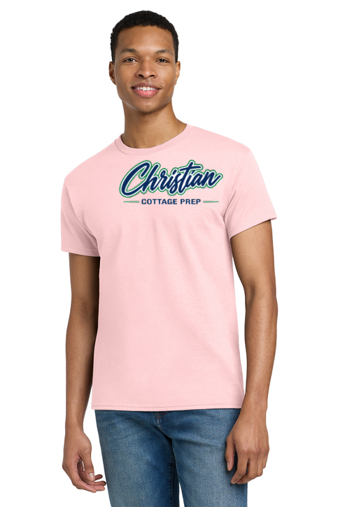 Christian Cottage Prep Script Logo Full Chest T-Shirt
