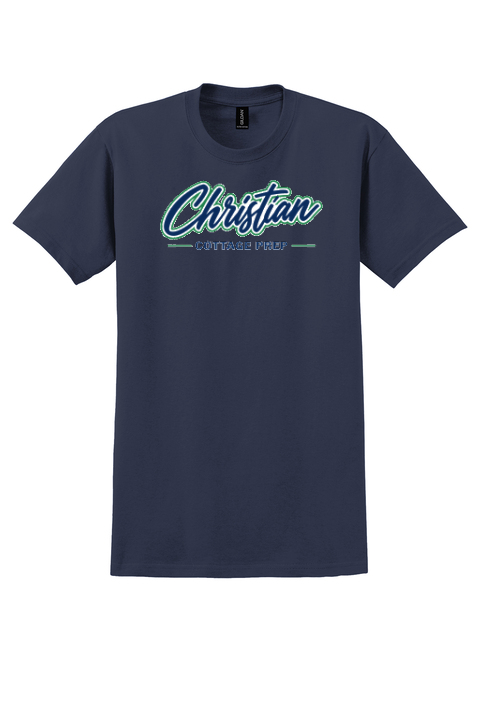 Christian Cottage Prep Script Logo Full Chest T-Shirt